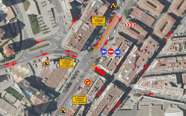 Movilidad informa del corte al tráfico del acceso a Limones desde Jaime I el próximo lunes, día 23